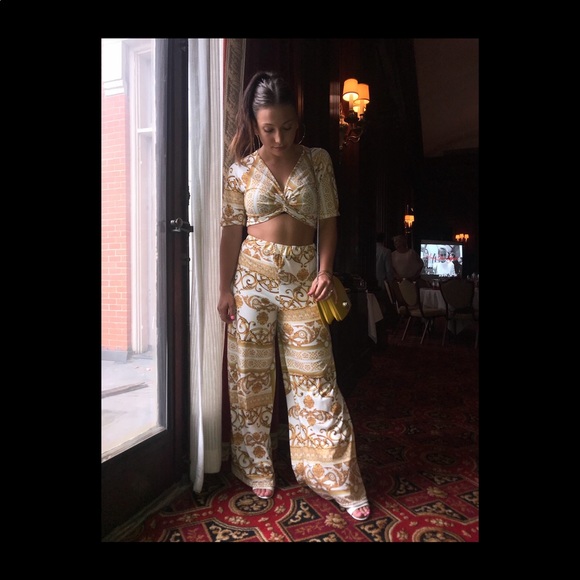 Boohoo Pants - Boohoo Chain Print Crop Top & Pant Set